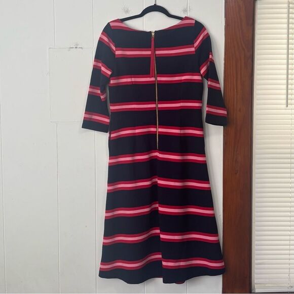 BODEN Alma Ottoman Striped Midi Dress in Navy Poinsettia Size 10 - Picture 5 of 6